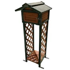 木製郵便ポスト 格子デザイン 屋外用スタンド型 屋根付き おしゃれ★S3563Aの画像