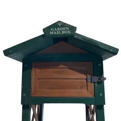 木製郵便ポスト 格子デザイン 屋外用スタンド型 屋根付き おしゃれ★S3563Aの画像