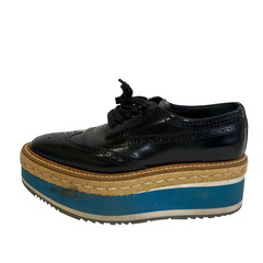 プラダ PRADA 23 ローファー エスパドリーユ ウィングチップ ブラックの画像