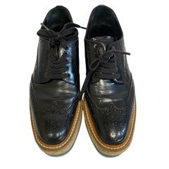 プラダ PRADA 23 ローファー エスパドリーユ ウィングチップ ブラックの画像