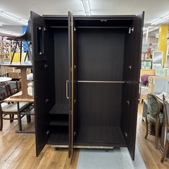 ジモティー限定価格！S364 ⭐ サンウッディ ワードローブ モール120WRDBR 左右分割タイプ 幅119.5cm USED 美品の画像