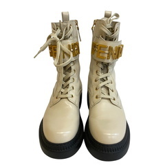 フェンディ FENDI 24 ブーツ レースアップ グラフィ サイドジップ アイボリーの画像