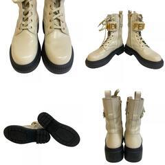 フェンディ FENDI 24 ブーツ レースアップ グラフィ サイドジップ アイボリーの画像