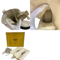 フェンディ FENDI 24 ブーツ レースアップ グラフィ サイドジップ アイボリーの画像