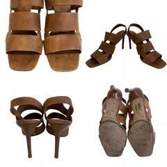 セリーヌ CELINE サンダル ハイヒール ブラウンの画像