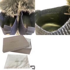 ジミーチュウ JIMMY CHOO 23.5 スニーカー スターパターン NORWAY FOXボンボン ネイビーの画像