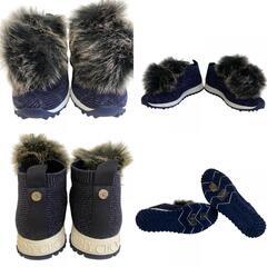 ジミーチュウ JIMMY CHOO 23.5 スニーカー スターパターン NORWAY FOXボンボン ネイビーの画像