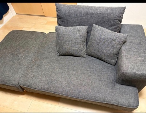 LOWYAカウチソファベッド コンパクト 2人掛け：チャコールグレーn