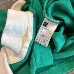 GU バイカラースキッパーポロ 半袖 S グリーン　レディース　カジュアル　襟の画像