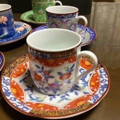 有田焼彩窯　京友禅和柄コーヒーソーサーセット　 の画像