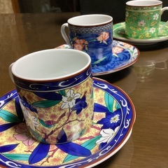有田焼彩窯　京友禅和柄コーヒーソーサーセット　 の画像