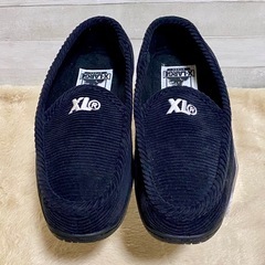 X-LARGE コーデュロイ スリッパ モカシン ルームシューズ 黒の画像