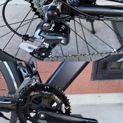 【10km未満/ほぼ新車】電動クロスバイク TRANS MOBILLY e-UNIYU7016 マッドブラック 16段変速の画像