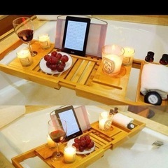 【バスタブトレー】竹製　調整可能の画像