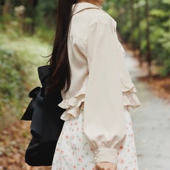 titty&Co. ショート丈 フリル ジャケット アイボリー 白の画像