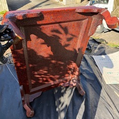 根来塗 低卓 古民具 座卓 民芸家具 天板クラックあり の画像