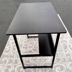 木目調×アイアンフレーム デスク｜棚付き シンプルデザインの画像