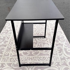 木目調×アイアンフレーム デスク｜棚付き シンプルデザインの画像