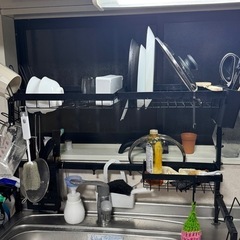 MERRYBOX 水切りラック 大容量 2段式 横置き 水切りかご 錆びない 省スペースディッシュラック キッチン収納棚 の画像