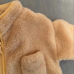 冬ベビー服ベージュ フリースロンパース 厚い毛皮の画像
