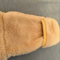 冬ベビー服ベージュ フリースロンパース 厚い毛皮の画像