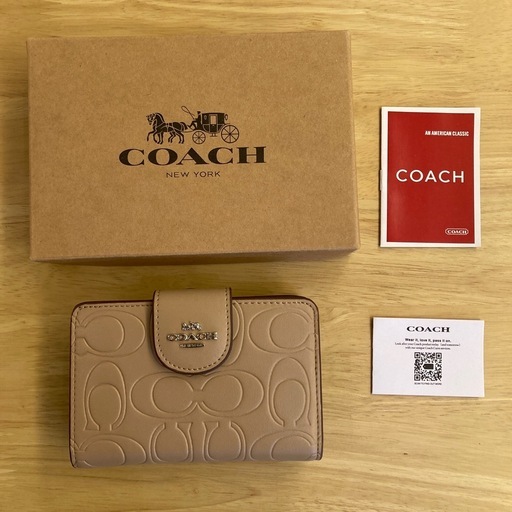 【新品未使用】 COACH コーチ 二つ折り 財布 ブラウン コーチ シグネチャーブラウン2つ折財布I②【新品未使用】