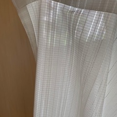 ホワイト ストライプ レースカーテン 高さ183cm×横約115cm 2点セットの画像