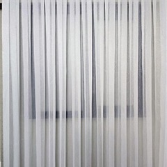 ホワイトストライプレースカーテン高さ約186cm×横約135cm 2点セットの画像