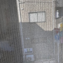 ホワイトストライプレースカーテン高さ約186cm×横約135cm 2点セットの画像