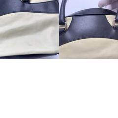 PRADA プラダ トート ハンドバッグ ミニボストン ボーリングバッグ テスートナイロン レザー クリーム アイボリー ブラック 黒 白タグ 三角ロゴプレート トライアングルロゴプレートの画像