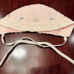 ［未使用］レースのベビードレス＋ボンネット＋スタイ 3点揃の画像