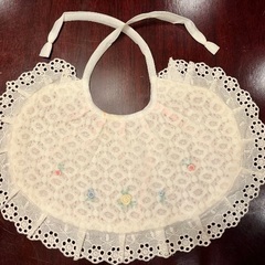 ［未使用］レースのベビードレス＋ボンネット＋スタイ 3点揃の画像