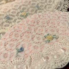 ［未使用］レースのベビードレス＋ボンネット＋スタイ 3点揃の画像