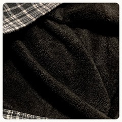 ‪꒰plie꒱‬防寒 長袖 チェック柄 ボタンシャツ 白黒 暖かボアLサイズOKの画像