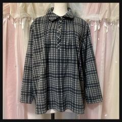 ‪꒰plie꒱‬防寒 長袖 チェック柄 ボタンシャツ 白黒 暖かボアLサイズOKの画像