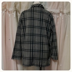 ‪꒰plie꒱‬防寒 長袖 チェック柄 ボタンシャツ 白黒 暖かボアLサイズOKの画像