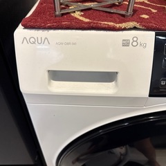 引き取り日1月8~10日の間 AQUA AQW-D8R(LW) ドラム式洗濯乾燥機 左開き 洗濯8kg 乾燥4kg ホワイト  の画像