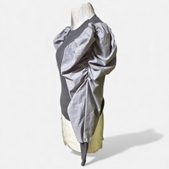 Funtoble:pmトップFサイズ グレー パフ袖 リブトップスの画像