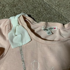 100cm女の子　半袖　Tシャツ　ピンク　リボン　かわいい　女の子　の画像