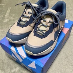 【美品】厚底ボリュームスニーカー　25cm　ベージュ/ネイビー オリエンタルトラフィック　　の画像