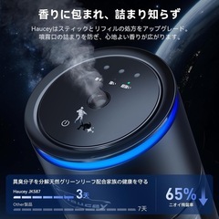 車 芳香剤 超音波霧化 アロマディフューザー 160mL 3色星空ライト 静音設計 ホワイトムスク 長時間稼働 除臭 消臭 黒の画像