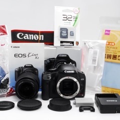 ❤️極美品✨スマホ転送⭐️Canon Kiss X2 🔰初心者！純正箱付き　すぐ使える！簡単本格撮影！付属品多数！ ◆標準レンズ、説明書箱つき！デジタル一眼レフカメラ☘️の画像