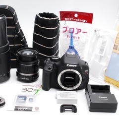 ❤️美品☘️スマホ転送⭐️Canon Eos Kiss X5 ダブルレンズ　カメラケースつき！録画　🔰初心者/すぐ使える/簡単本格撮影/◻︎近くから遠くまで撮影！✨標準・望遠レンズつき！液晶バリアングル機能！ 🌟デジタル一眼レフカメラ☘️ の画像