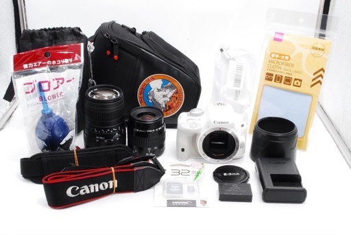 ❤️美品希少⭐️Canon Eos Kiss X7 ホワイト　スマホ転送　ダブルレンズ　カメラケースつき！?初心者　カメラケースつき！