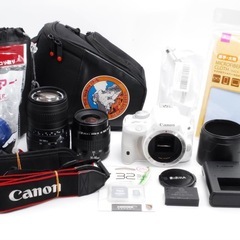 ❤️美品希少⭐️Canon Eos Kiss X7 ホワイト　スマホ転送　ダブルレンズ　カメラケースつき！🔰初心者　カメラケースつき！✨すぐ使える/本格撮影/◆標準・超望遠レンズ✨デジタル一眼レフカメラ❤️の画像