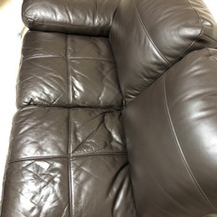 ニトリ　本革コーナーソファー左カウチ　　ダークブラウンの画像