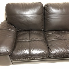 ニトリ　本革コーナーソファー左カウチ　　ダークブラウンの画像