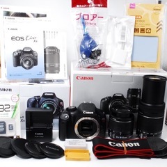 ❤️極美品☘️Canon Kiss  X4 スマホ転送⭐️純正レンズキット　ダブルレンズ 🔰初心者　すぐ使える/本格撮影/付属品多数！ ◆標準・望遠✨近くから遠くまで撮影可能！純正箱つき！⭐️☘️の画像