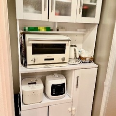 食器棚　キッチンカウンター　カップボード　W900  ホワイトの画像