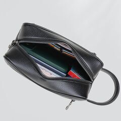 セカンドバック　クラッチバック　本革　高級牛革使用　多機能　バック　ポケット　収納多数　黒色・茶色　２色の画像